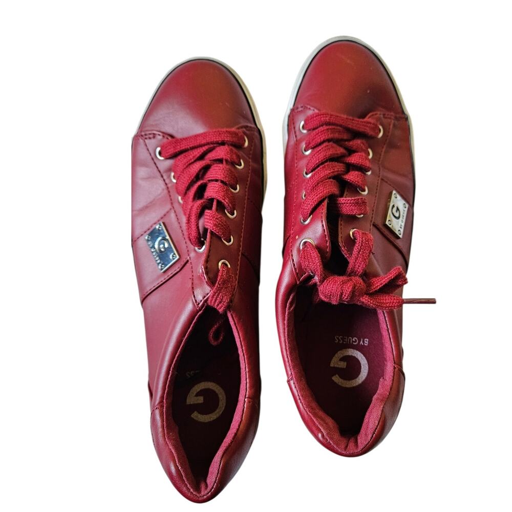 G by GUESS Men’s Burgundy Sneakers Low Top Silver Logo Leather Sole Size 11 M